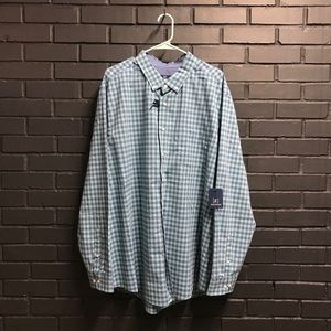 New! George Men 3XL Stretch Blue Plaid Classic Fit